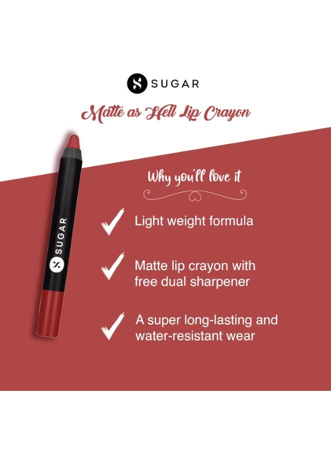 SUGAR Cosmetics Matte Crayon Lipsticks for Women | Lasts Up To 8+ Hours | Lip Crayon with Sharpener | 2.8gm - 08 Jackie Brown - Image 2